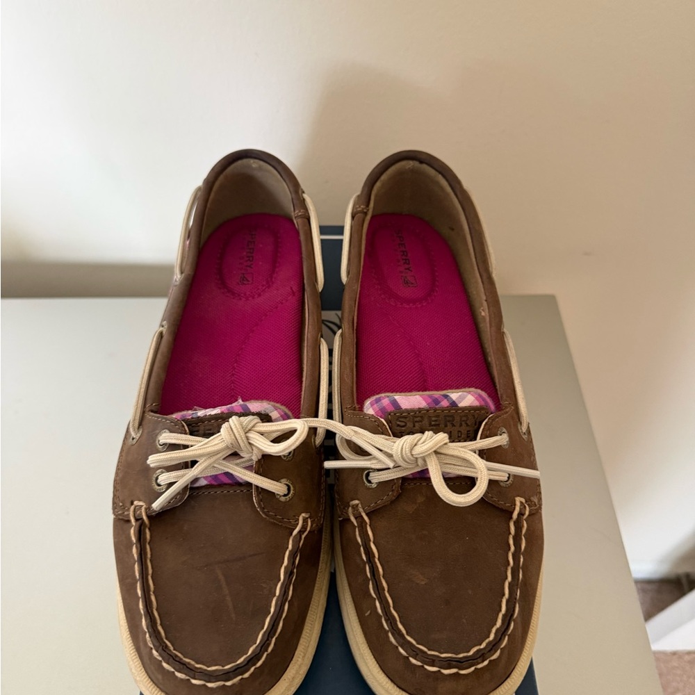 Sperry  Boat Shoes Brown and Rose Plaid